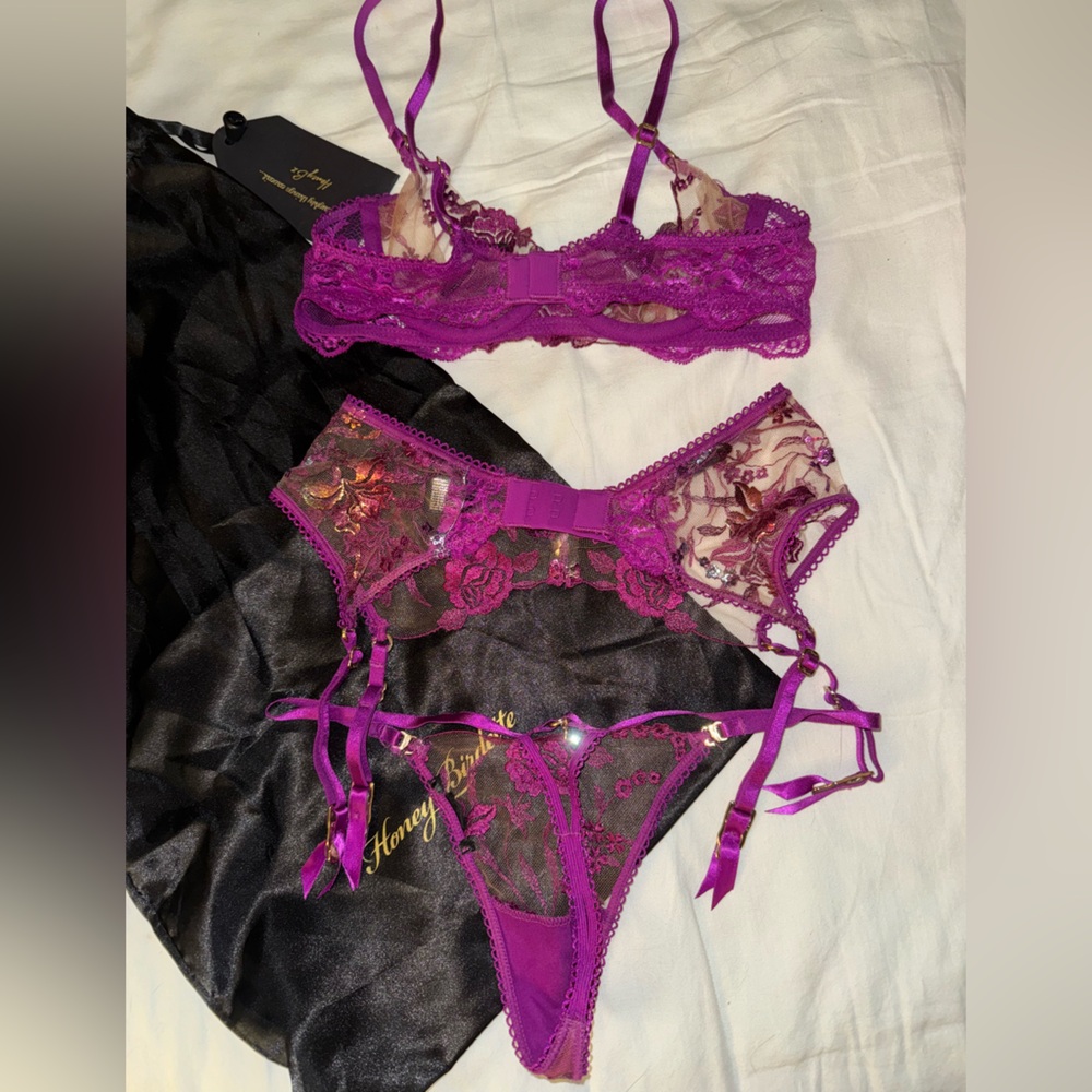 Honey Birdette 3 piece lingerie set in Whitney Rainbow - Picture 6 of 8